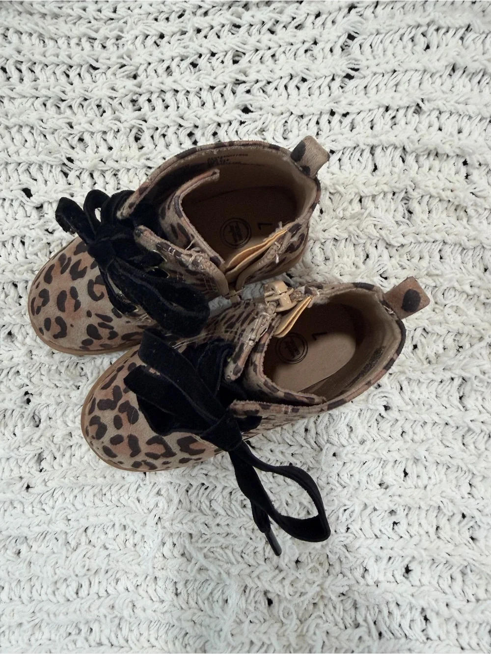 wonder nation Leopard Print Lace-Up Boots in Brown and Black